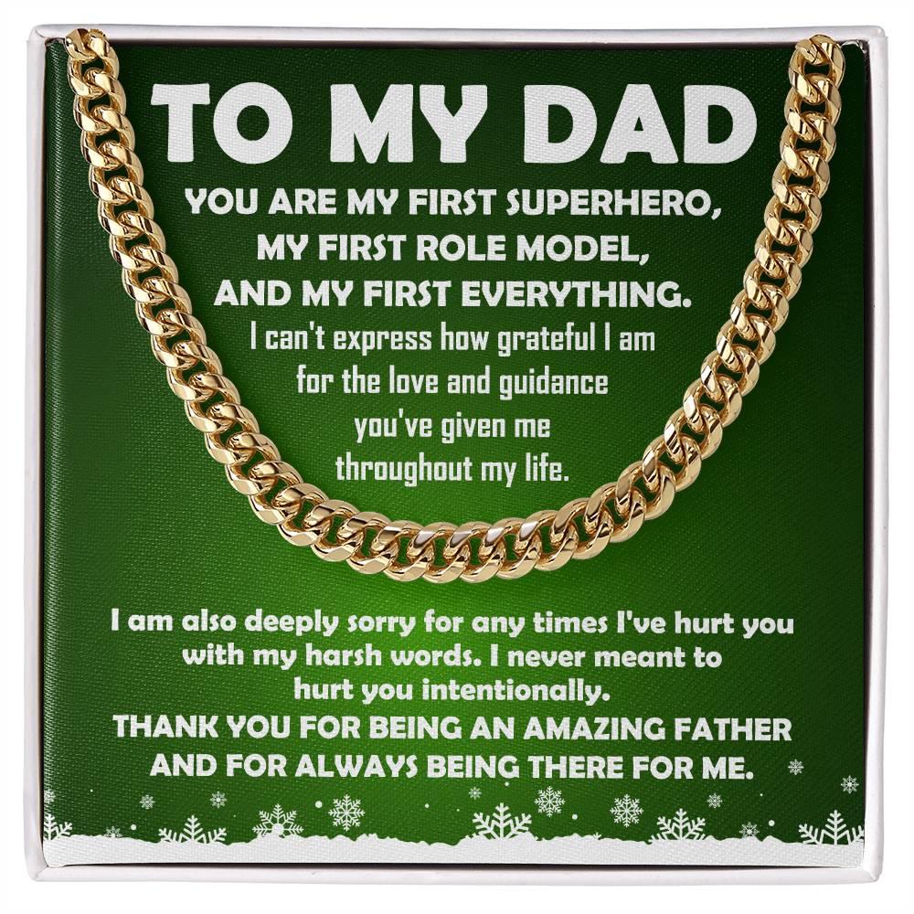 To My Dad - My First Superhero - Cuban Link Necklace - Mallard Moon Gift Shop