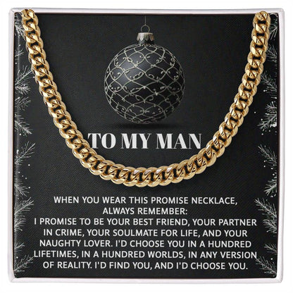 Gift for My Man - Naughty Lover - Cuban Link Chain Necklace - Mallard Moon Gift Shop