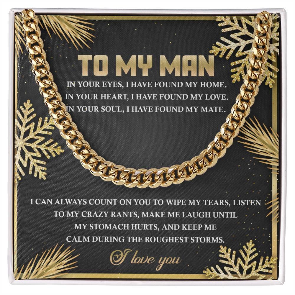 Gift for My Man - Found My Home - Cuban Link Chain Necklace - Mallard Moon Gift Shop
