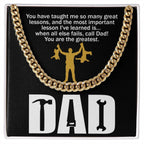Dad Gift-When All Else Fails, Call Dad Cuban Chain Link Necklace with Gift Box