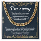 Apology Gift “I’m Sorry” Cuban Link Chain Men’s Necklace with Message Card | Forgiveness Jewelry for Boyfriend or Husband