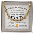 Dad Happy Father's Day Certificate of Achievement Cuban Chain Link Necklace with Gift Box