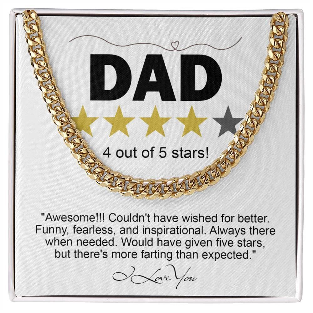 Funny Gift for Dad-Four out of Five Stars Cuban Chain Link Necklace with Gift Box
