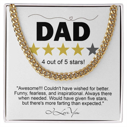 Funny Gift for Dad-Four out of Five Stars Cuban Chain Link Necklace with Gift Box - Mallard Moon Gift Shop