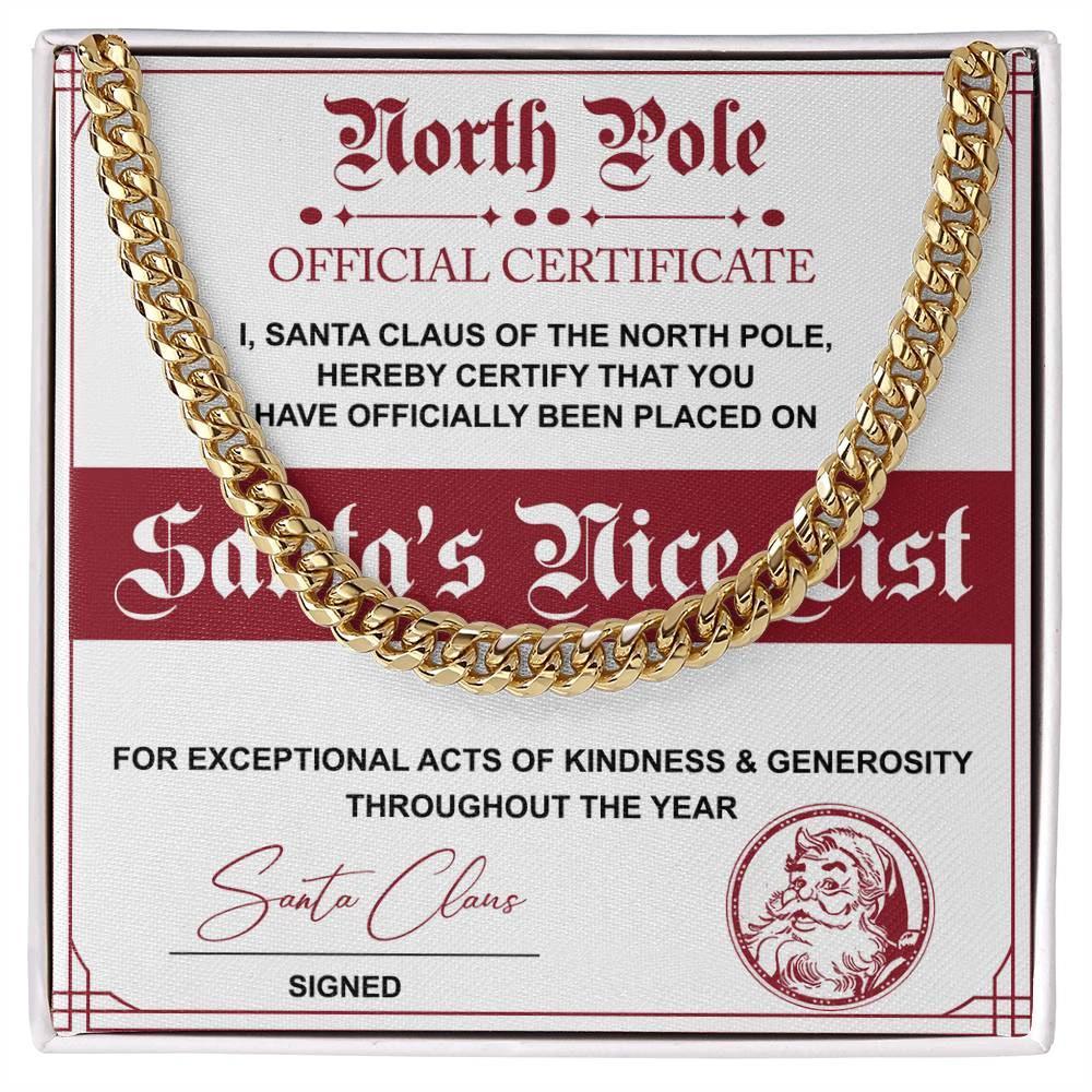 Nice List - Santa Claus - Cuban Link Chain Necklace