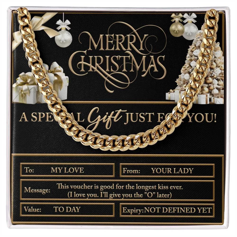 Gift for My Man - Christmas Voucher - Cuban Link Chain Necklace