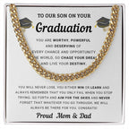Graduation Gift for Son From Mom and Dad - Chase Your Dreams and Live Your Destiny - Cuban Chain Link Necklace