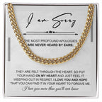Apology Gift for Him “I’m Truly Sorry” Cuban Chain Necklace with Message Card | Forgiveness Jewelry for Him