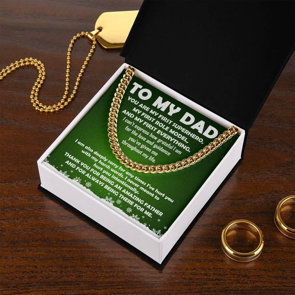 To My Dad - My First Superhero - Cuban Link Necklace - Mallard Moon Gift Shop
