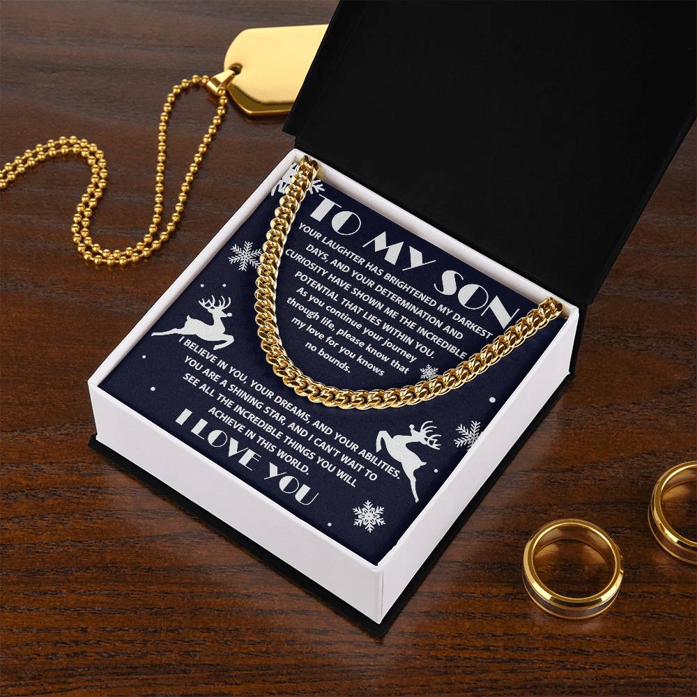 Gift for your Son - I Believe in You - Cuban Chain Link Necklace - Mallard Moon Gift Shop