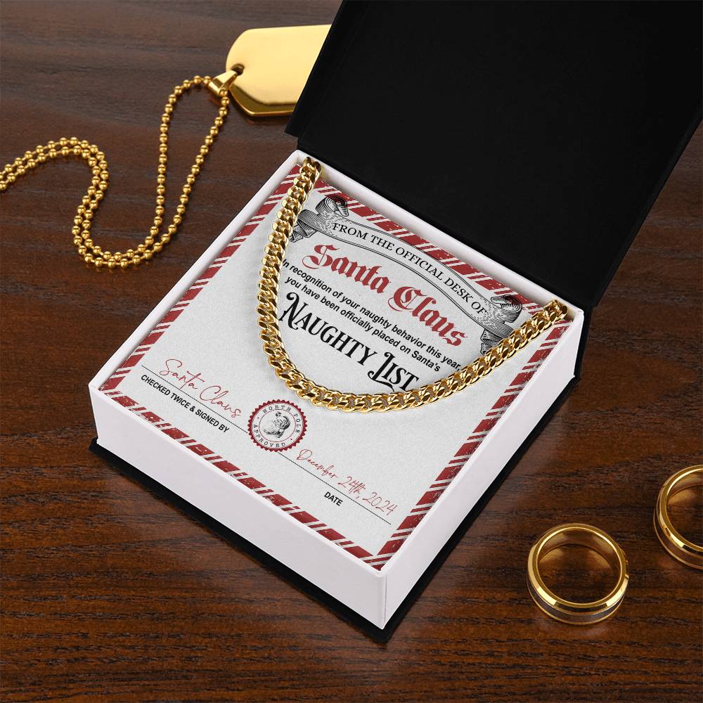 Naughty List Naughty Behavior - Cuban Link Chain Necklace - Mallard Moon Gift Shop