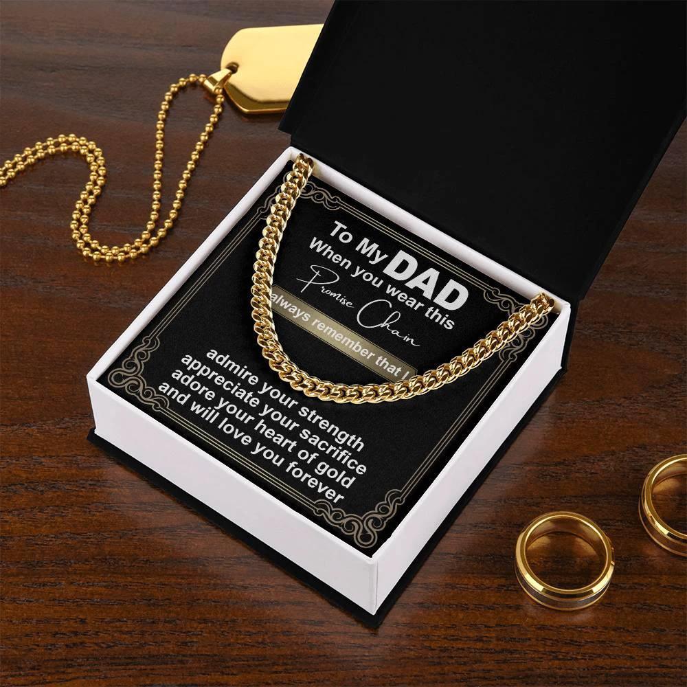 Gift for Dad - Promise Chain Cuban Chain Link Necklace with Gift Box