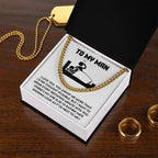 Gift for Husband, Boyfriend, or Soulmate - Cuban Chain Necklace with Funny 'To My Man' Message Card