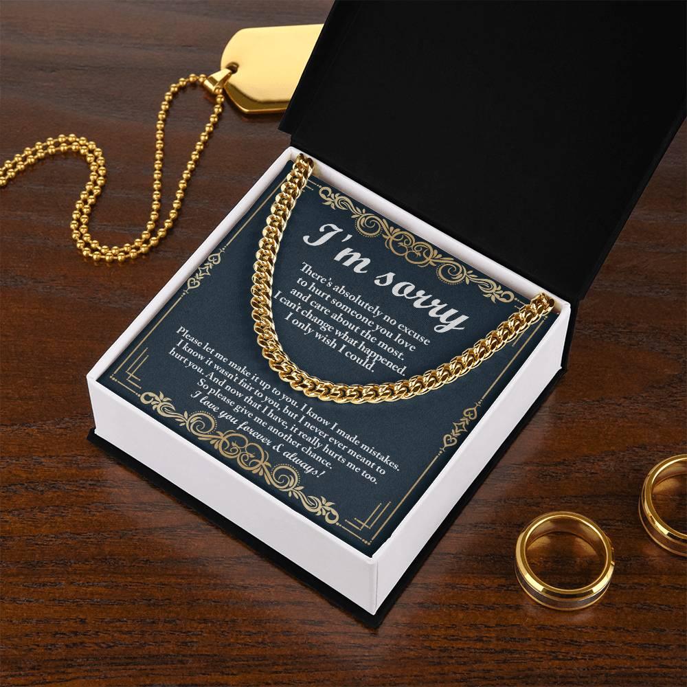 Gift for Boyfriend, Husband-Sorry, Wish I Could - Cuban Link Chain Necklace - Mallard Moon Gift Shop