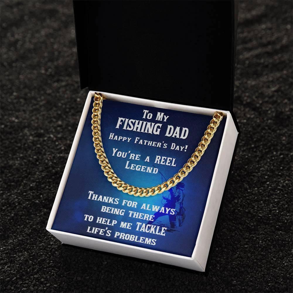 Fishing Dad Personalized Cuban Link Chain Necklace