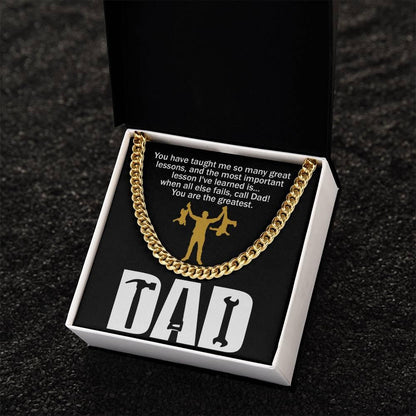 Dad Gift-When All Else Fails, Call Dad Cuban Chain Link Necklace with Gift Box - Mallard Moon Gift Shop