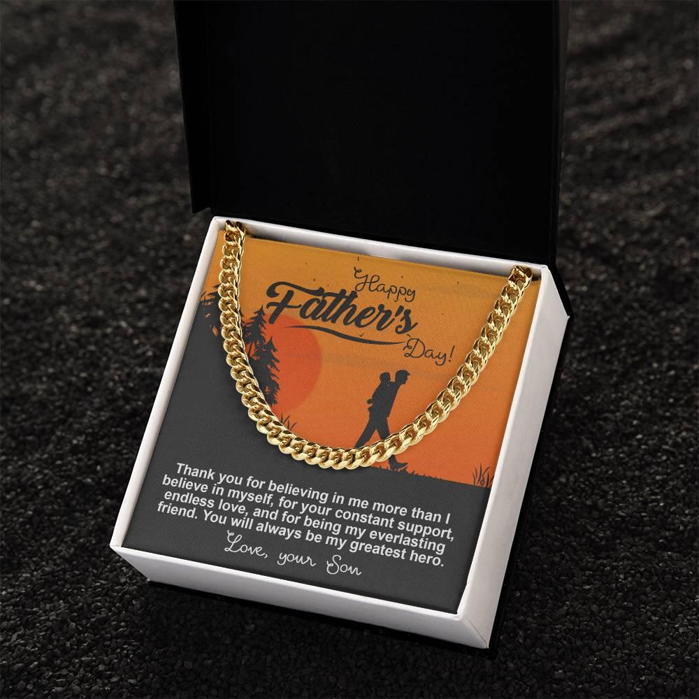 Dad - My Greatest Hero Cuban Chain Link Necklace with Gift Box - Mallard Moon Gift Shop