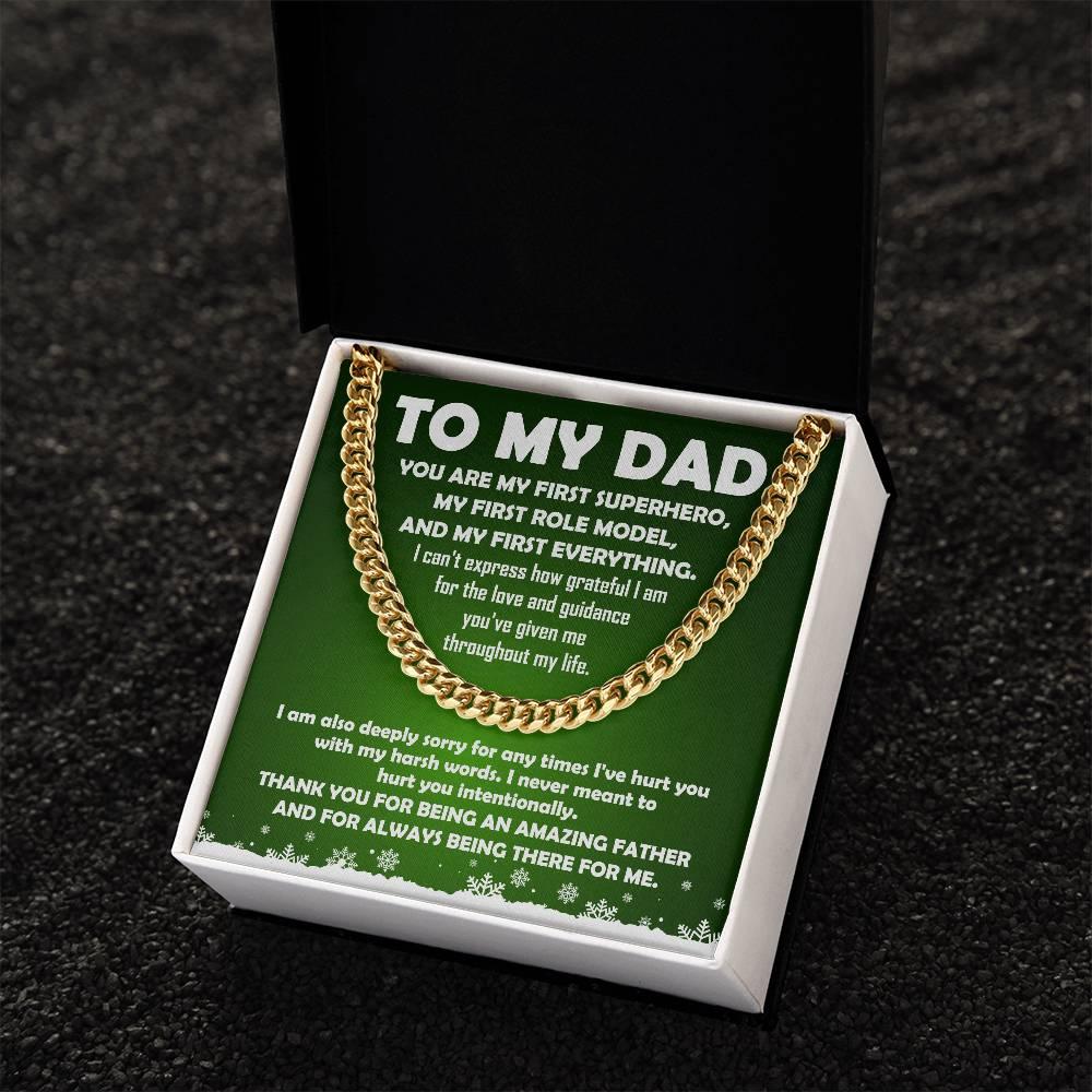To My Dad - My First Superhero - Cuban Link Necklace - Mallard Moon Gift Shop