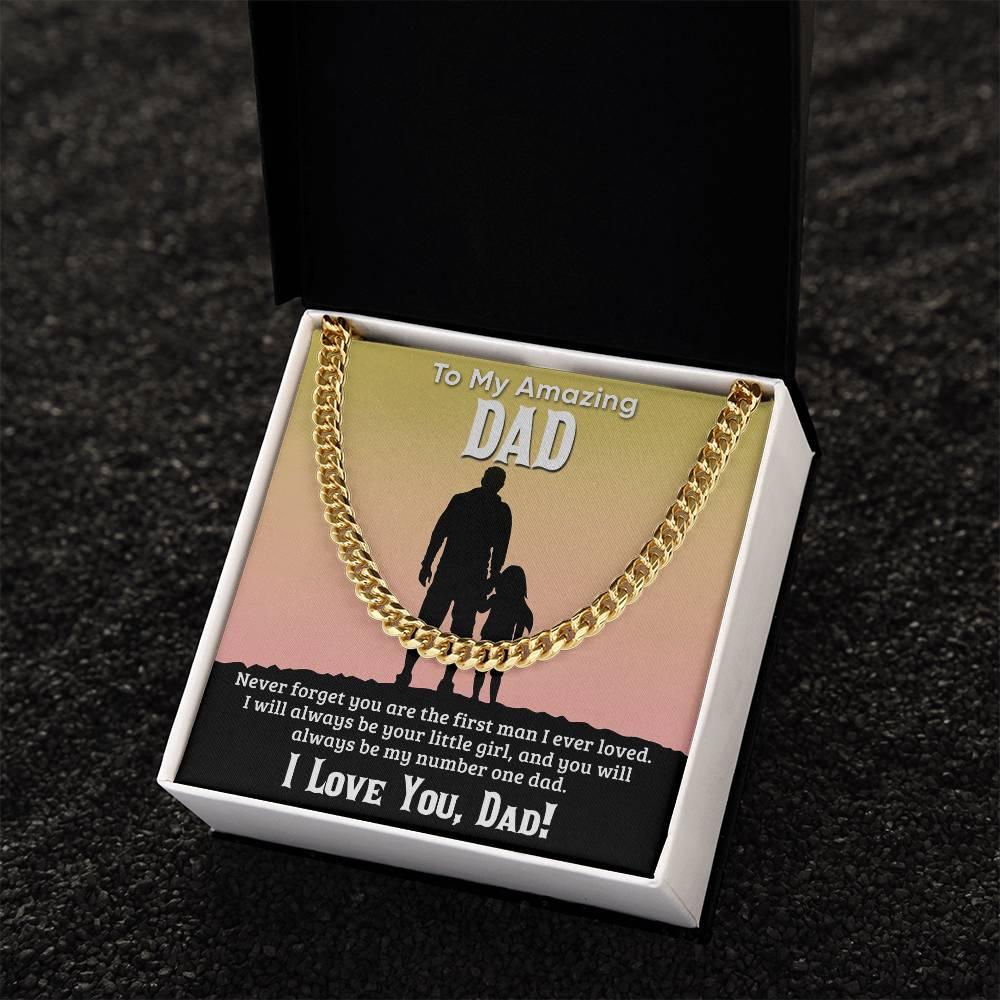 Gift For Dad I Will Always Be Your Little Girl Cuban Chain Link Necklace with Gift Box - Mallard Moon Gift Shop