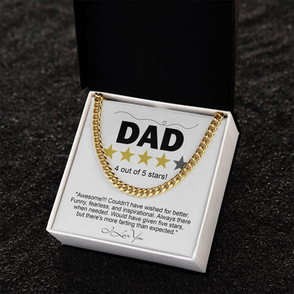 Funny Gift for Dad-Four out of Five Stars Cuban Chain Link Necklace with Gift Box - Mallard Moon Gift Shop