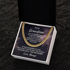 Grandson Jewelry Whisper Back "I Am The Storm" Graduation Birthday Holiday Personalized Cuban Chain Link Necklace With Gift Box
