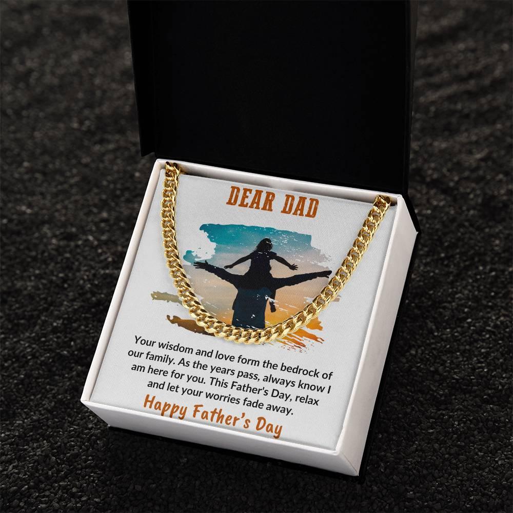 Gift for Dad Personalized Cuban Chain Link Necklace - Your Wisdom and Love Form the Bedrock of Our Family - Mallard Moon Gift Shop