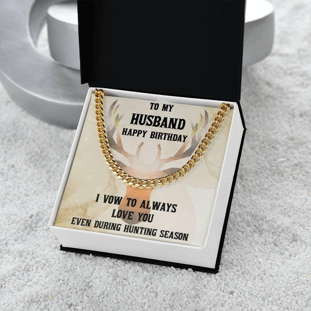 Hunter's Love Token: Funny & Personalized Cuban Necklace Birthday Gift from Wife - Mallard Moon Gift Shop