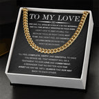 To My Love – Cuban Link Chain with Long Distance Message Card | Romantic Gift for Him Across the Miles