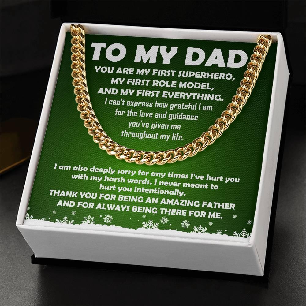 To My Dad - My First Superhero - Cuban Link Necklace - Mallard Moon Gift Shop