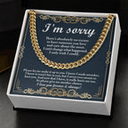 Apology Gift “I’m Sorry” Cuban Link Chain Men’s Necklace with Message Card | Forgiveness Jewelry for Boyfriend or Husband