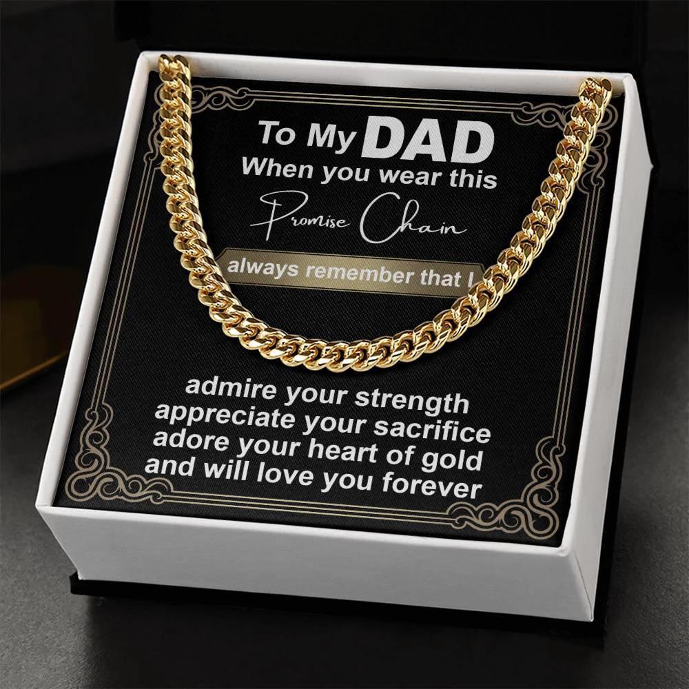 Gift for Dad - Promise Chain Cuban Chain Link Necklace with Gift Box