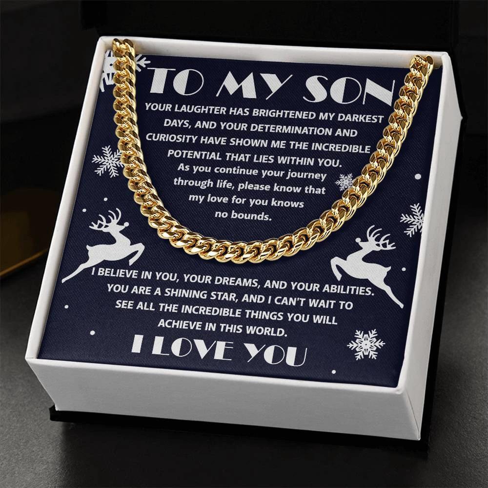 Gift for your Son - I Believe in You - Cuban Chain Link Necklace