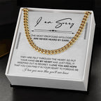 Apology Gift for Him “I’m Truly Sorry” Cuban Chain Necklace with Message Card | Forgiveness Jewelry for Him