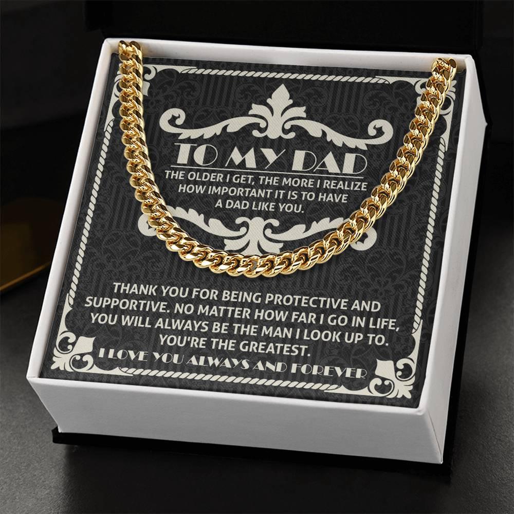 To My Dad You're the Greatest Cuban Chain Link Necklace - Mallard Moon Gift Shop