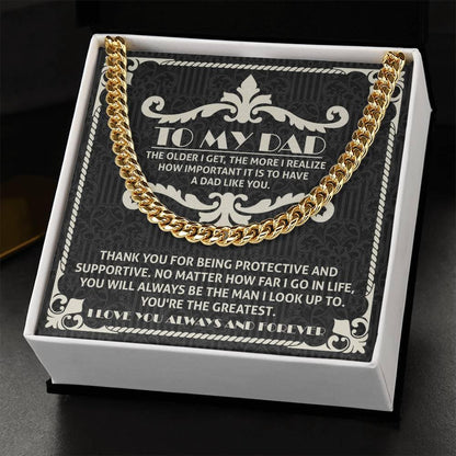 To My Dad You're the Greatest Cuban Chain Link Necklace - Mallard Moon Gift Shop