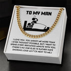 Gift for Husband, Boyfriend, or Soulmate - Cuban Chain Necklace with Funny 'To My Man' Message Card