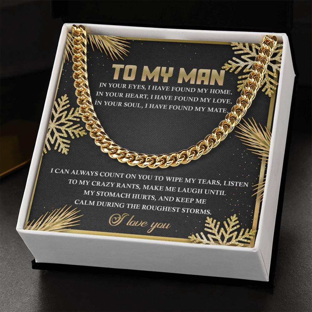 Gift for My Man - Found My Home - Cuban Link Chain Necklace - Mallard Moon Gift Shop