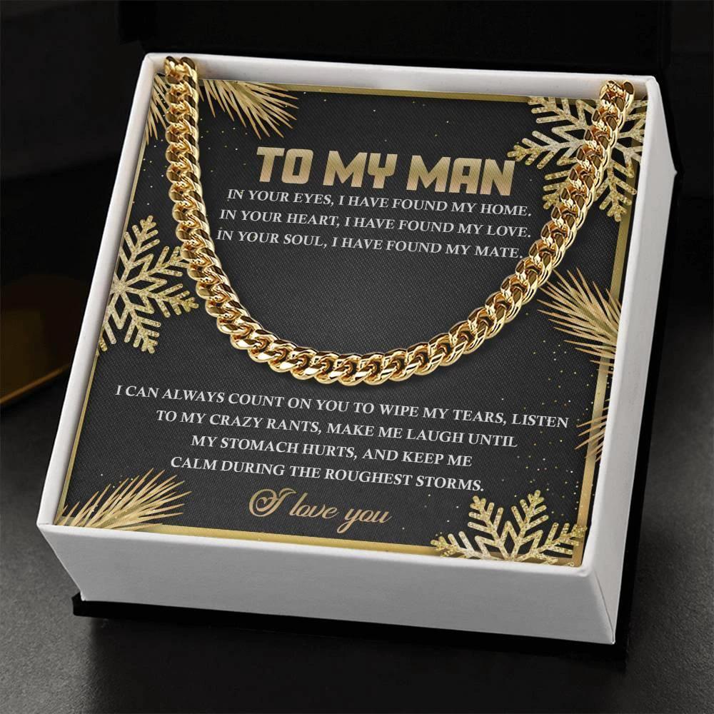 Gift for My Man - Found My Home - Cuban Link Chain Necklace