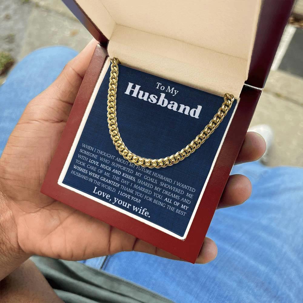 To The Best Husband In The World Cuban Link Chain Necklace