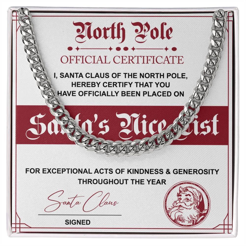 Nice List - Santa Claus - Cuban Link Chain Necklace