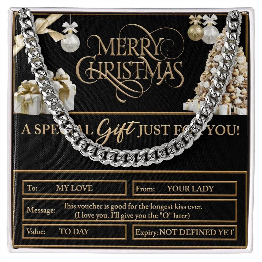 Gift for My Man - Christmas Voucher - Cuban Link Chain Necklace