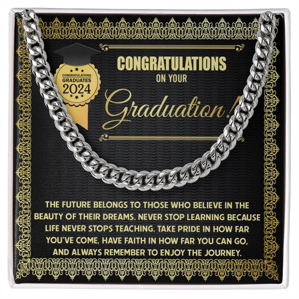 Graduation Gift for Him Take Pride in How Far You Have Come Cuban Chain Link Necklace - Mallard Moon Gift Shop