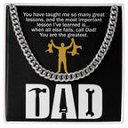 Dad Gift-When All Else Fails, Call Dad Cuban Chain Link Necklace with Gift Box