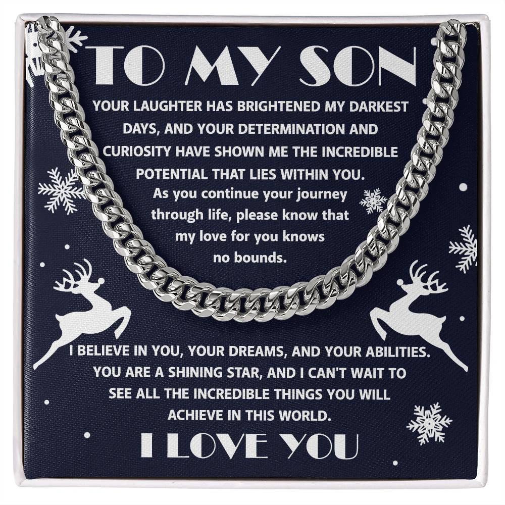 Gift for your Son - I Believe in You - Cuban Chain Link Necklace