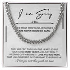 Apology Gift for Him “I’m Truly Sorry” Cuban Chain Necklace with Message Card | Forgiveness Jewelry for Him