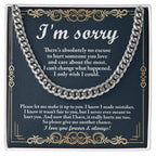 Apology Gift “I’m Sorry” Cuban Link Chain Men’s Necklace with Message Card | Forgiveness Jewelry for Boyfriend or Husband