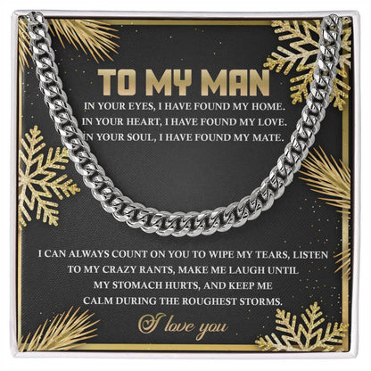 Gift for My Man - Found My Home - Cuban Link Chain Necklace - Mallard Moon Gift Shop