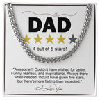 Funny Gift for Dad-Four out of Five Stars Cuban Chain Link Necklace with Gift Box