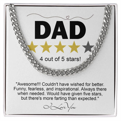Funny Gift for Dad-Four out of Five Stars Cuban Chain Link Necklace with Gift Box - Mallard Moon Gift Shop