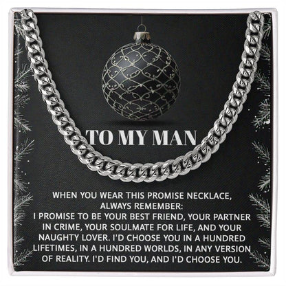 Gift for My Man - Naughty Lover - Cuban Link Chain Necklace - Mallard Moon Gift Shop